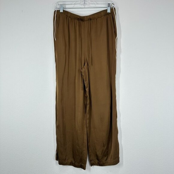 Brown Women's Track Pants with White Stripe - Picture 3 of 10